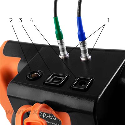 Дефектоскоп УСД-50 IPS: разъемы прибора