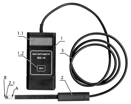 Внешний вид магнитометра МХ-10, органы индикации и управления